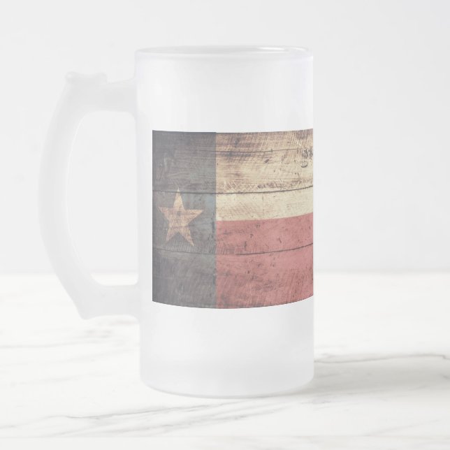 Caneca De Cerveja Vidro Jateado Pavilhão do velho Wooden Texas; (Esquerda)