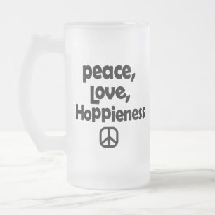 Caneca De Cerveja Vidro Jateado Paz Amor Esperança