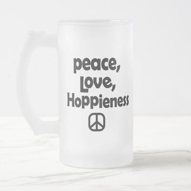 Caneca De Cerveja Vidro Jateado Paz Amor Esperança (Esquerda)