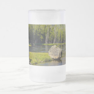 Caneca De Cerveja Vidro Jateado Pedra No Madison River Fosco Mug