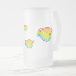 Caneca De Cerveja Vidro Jateado Peixe baiacu