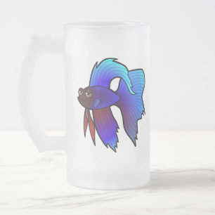 Caneca De Cerveja Vidro Jateado Peixe-Lutador-Siamês Desenhado