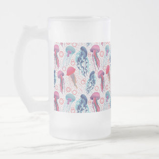 Caneca De Cerveja Vidro Jateado Peixes de gelatina coloridos