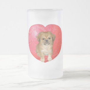 Caneca De Cerveja Vidro Jateado Pekingese / Shih Tzu Dia dos Namorados