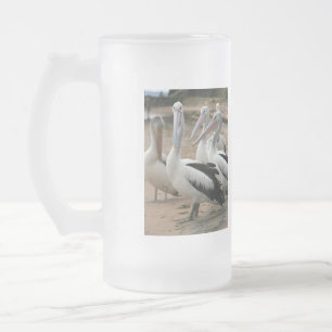 Caneca De Cerveja Vidro Jateado Pelicanos australianos na ilha Phillip