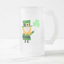 Caneca De Cerveja Vidro Jateado Pequeno Fosco de Leprechaun Mug