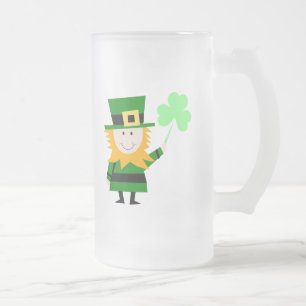 Caneca De Cerveja Vidro Jateado Pequeno Fosco de Leprechaun Mug