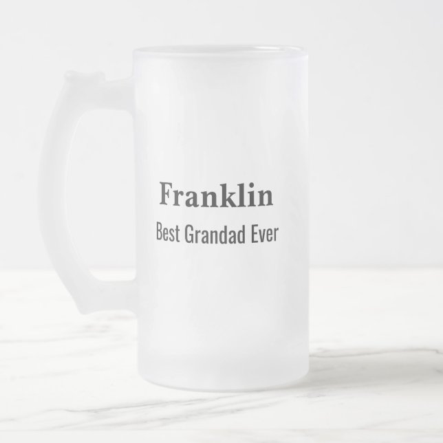 Caneca De Cerveja Vidro Jateado Personalised Best Grandad Ever Monogrammed  (Esquerda)