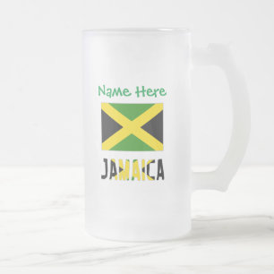 Caneca De Cerveja Vidro Jateado Personalização Verde da Bandeira Jamaicana