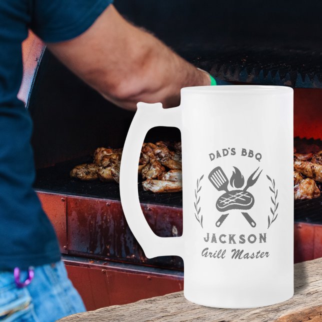 Caneca De Cerveja Vidro Jateado Personalizado Pai Mestre da Churrasqueira Churrasc (Criador carregado)