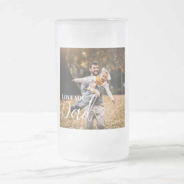 Caneca De Cerveja Vidro Jateado Personalized Love You Dad Photo (Centro)