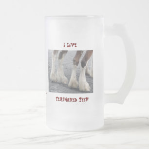 Caneca De Cerveja Vidro Jateado Pés com penas