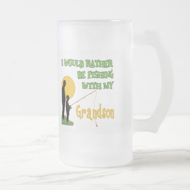 Caneca De Cerveja Vidro Jateado Pesca com neto (Direita)