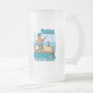 Caneca De Cerveja Vidro Jateado Pesca em cadeira de rodas