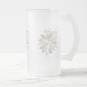 Caneca De Cerveja Vidro Jateado pétalas de pedra branca