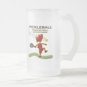 Caneca De Cerveja Vidro Jateado Pickleball rema bem com outro