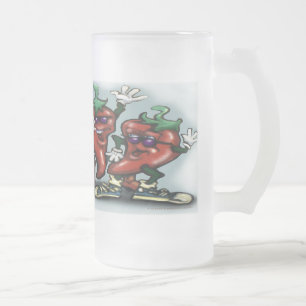 Caneca De Cerveja Vidro Jateado Pimentos