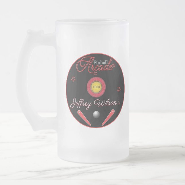 Caneca De Cerveja Vidro Jateado Pinball Arcade Drinkware Fosco Beer Vidro (Esquerda)