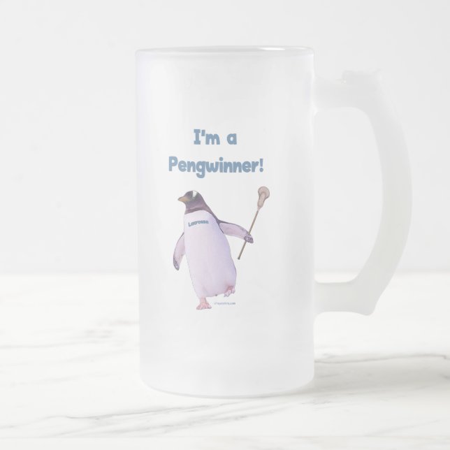 Caneca De Cerveja Vidro Jateado Pinguim do Lacrosse (Direita)
