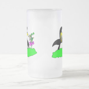 Caneca De Cerveja Vidro Jateado Pinguim e Leprechaun
