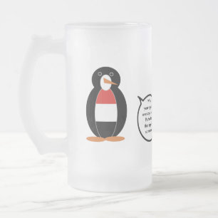 Caneca De Cerveja Vidro Jateado Pinguim Senhora Iemenita Personalizada
