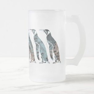 Caneca De Cerveja Vidro Jateado Pinguins Amigos para Sempre