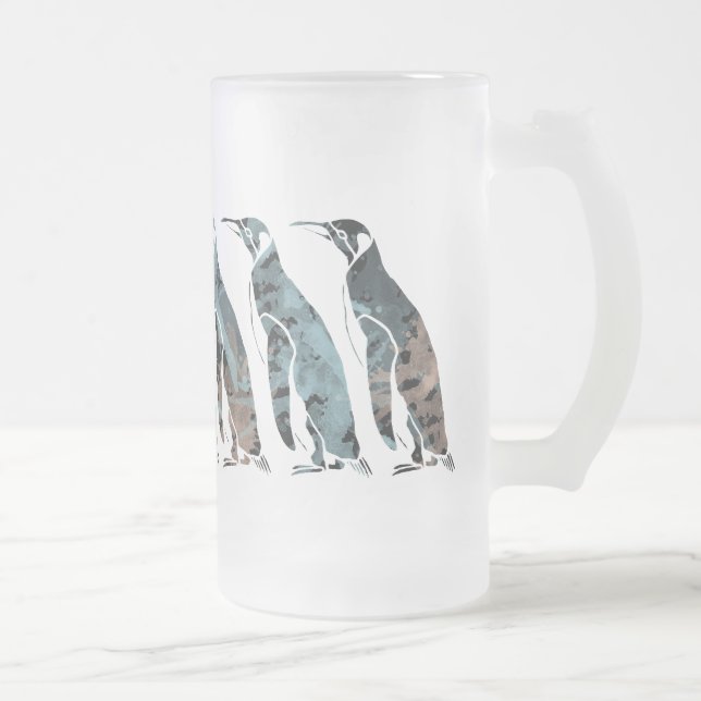 Caneca De Cerveja Vidro Jateado Pinguins Amigos para Sempre (Direita)