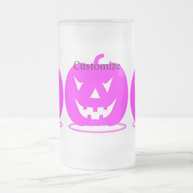 Caneca De Cerveja Vidro Jateado Pink Jack o'lantern Halloween Thunder_Cove (Centro)