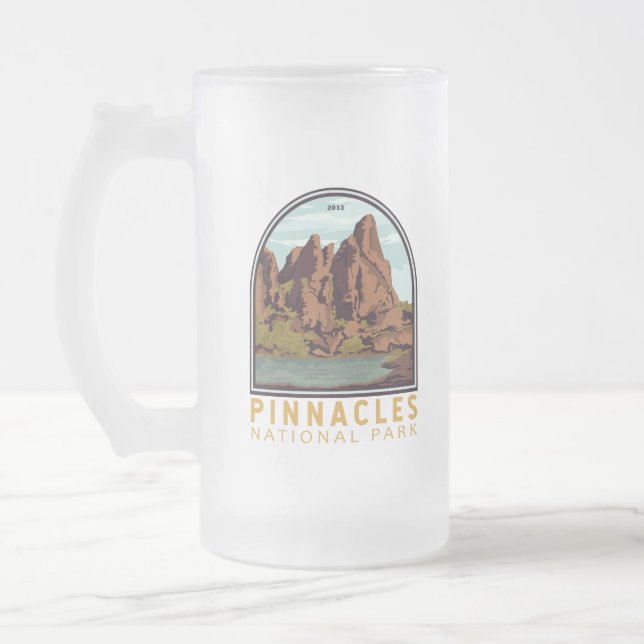 Caneca De Cerveja Vidro Jateado Pinnacle National Park Vintage Emblem (Esquerda)