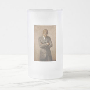 Caneca De Cerveja Vidro Jateado Pintado John F. Kennedy White House Retrato