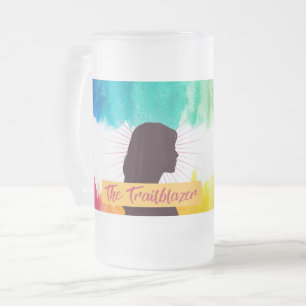 Caneca De Cerveja Vidro Jateado Pioneira Silhueta Aquarela
