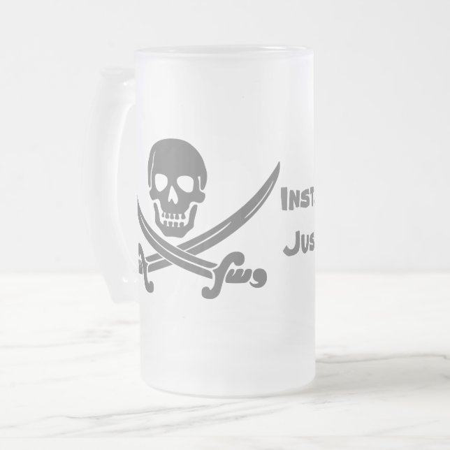 Caneca De Cerveja Vidro Jateado Pirata Instantânea - Basta Adicionar Rum (Frente Esquerda)