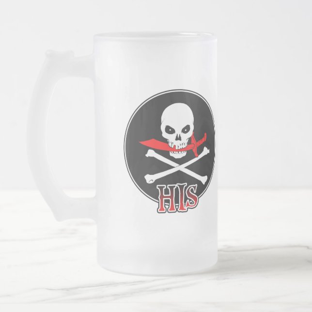 Caneca De Cerveja Vidro Jateado Pirata Seu (Esquerda)