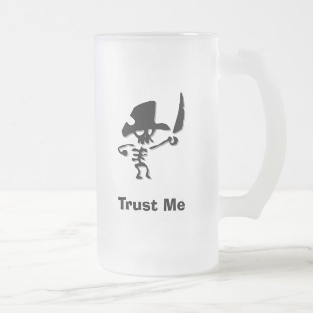 Caneca De Cerveja Vidro Jateado Pirate Trust Me (Direita)