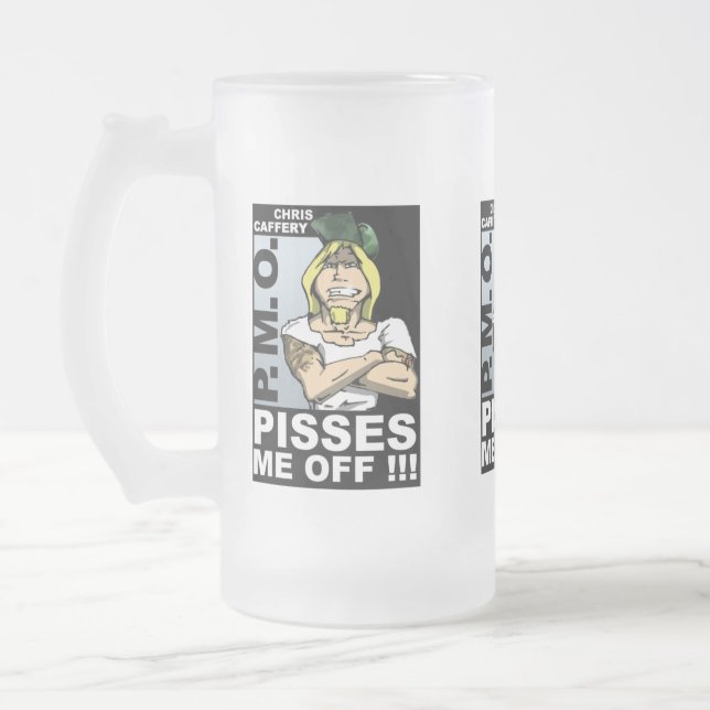 Caneca De Cerveja Vidro Jateado Pisca-Me No Fosco De Vidro De 16 Oz (Esquerda)