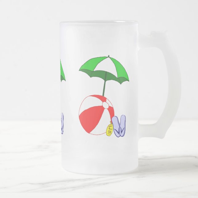 Caneca De Cerveja Vidro Jateado Piscina de praia Fosco-guarda-chuva (Direita)