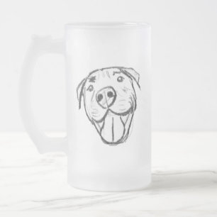 Caneca De Cerveja Vidro Jateado pitbull desenhando simples amantes de cachorro pre