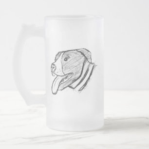 Caneca De Cerveja Vidro Jateado pitbull desenho à mão foto cachorro amante de anim