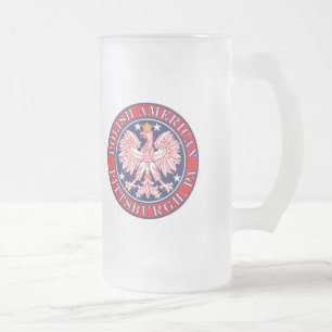 Caneca De Cerveja Vidro Jateado Pittsburgh Pensilvânia Polonês