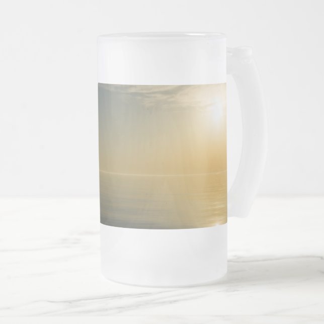Caneca De Cerveja Vidro Jateado Pletarium Sunrise Fosco Mug (Frente Esquerda)