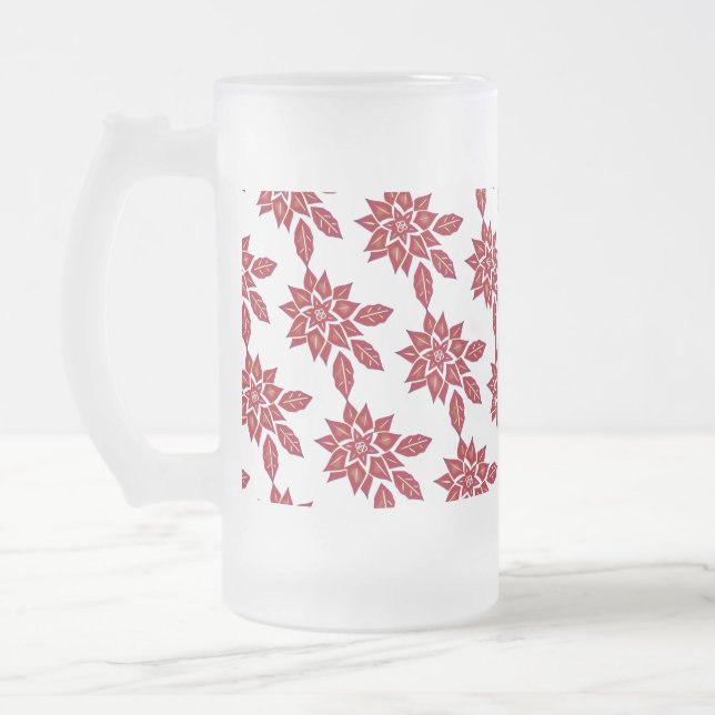 Caneca De Cerveja Vidro Jateado Poinsettia (vermelha) (Esquerda)