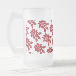 Caneca De Cerveja Vidro Jateado Poinsettia (vermelho)
