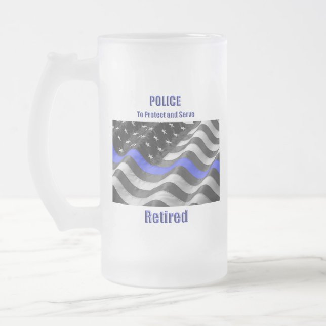 Caneca De Cerveja Vidro Jateado Polícia (Esquerda)