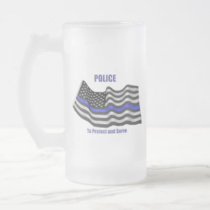 Caneca De Cerveja Vidro Jateado Polícia
