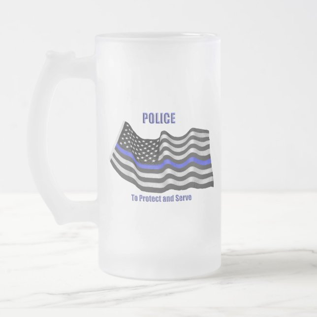 Caneca De Cerveja Vidro Jateado Polícia (Esquerda)