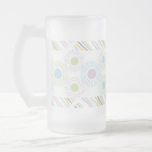 Caneca De Cerveja Vidro Jateado Polkadots e Stripes (pastéis)
