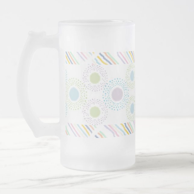 Caneca De Cerveja Vidro Jateado Polkadots e Stripes (pastéis) (Esquerda)