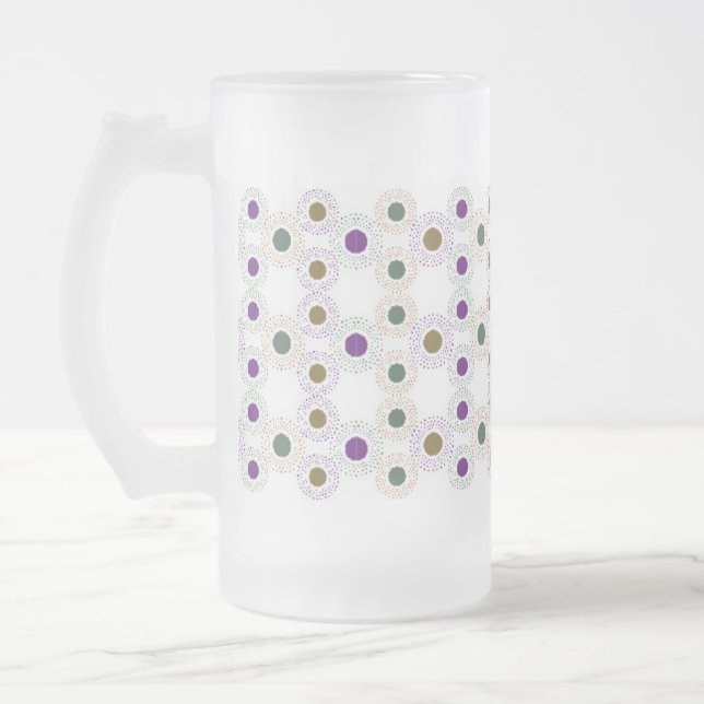 Caneca De Cerveja Vidro Jateado Polkadots (ouro/verde/roxo) (Esquerda)