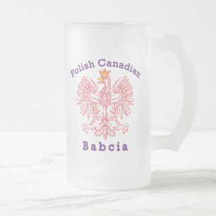 Caneca De Cerveja Vidro Jateado Polonês Canadiano Babcia