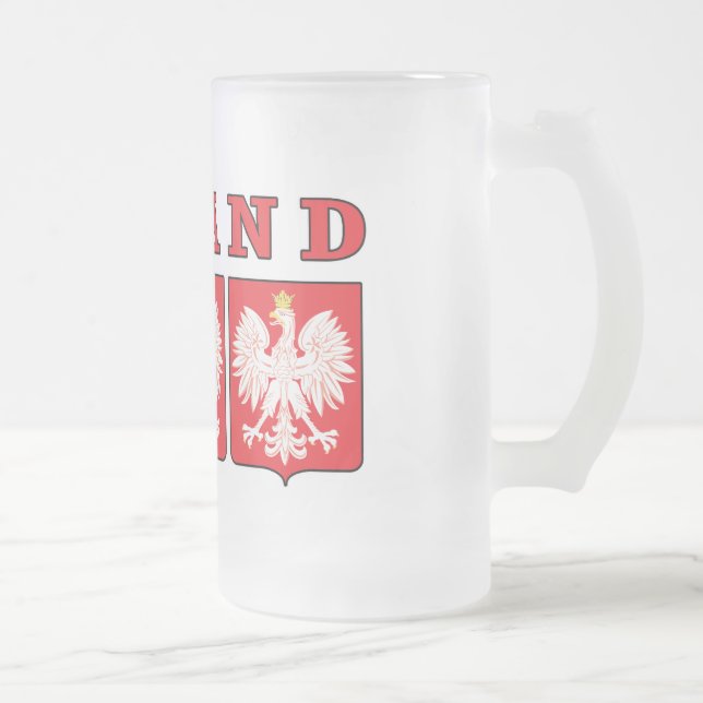 Caneca De Cerveja Vidro Jateado Polônia Eagle Shields (Direita)